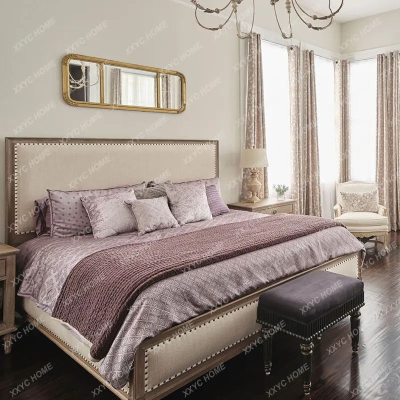 Solid wood modern simple double bed master bedroom storage wedding bed