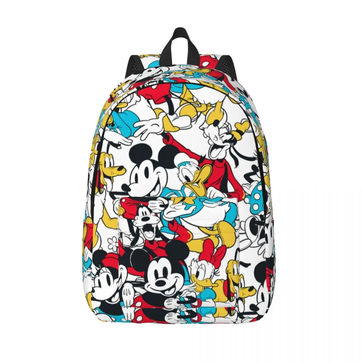 Custom Mickey Mouse Donald Duck Cartoon Canvas Backpack for Men Women School College Students Bookbag Fits 15 Inch Laptop Bags