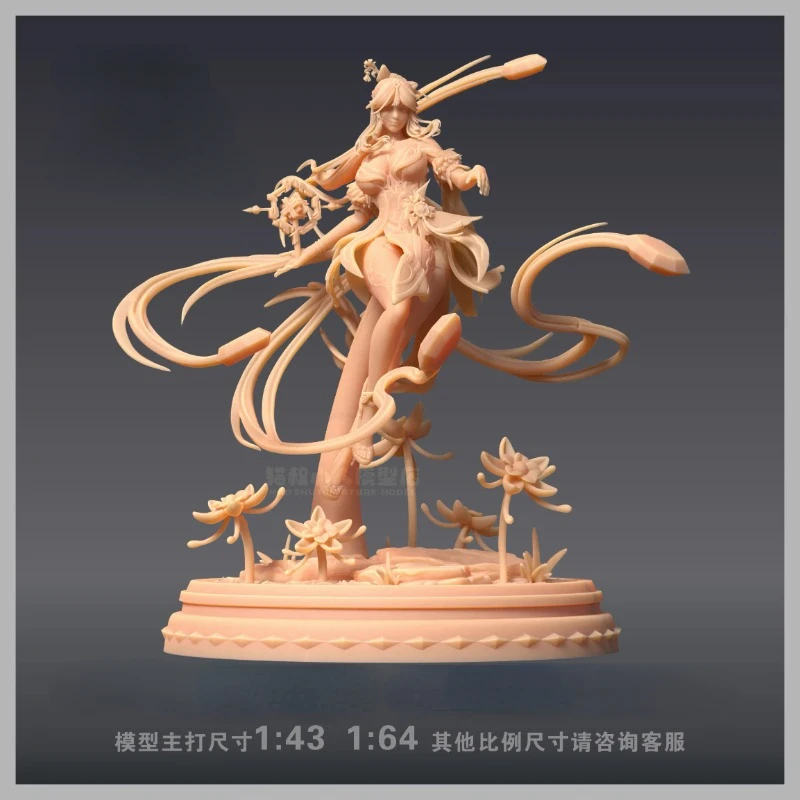 Game Anime peripheral figure Genshin Impact  Ningguang 1/64 1/43 Resin white model GK Colorless model Classic hand do