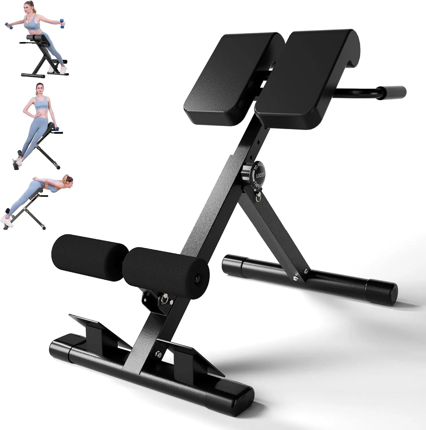 Roman Chair, Adjustable Hyperextension Bench for Men & Women, Home Gym Core & Full Body Strength Training