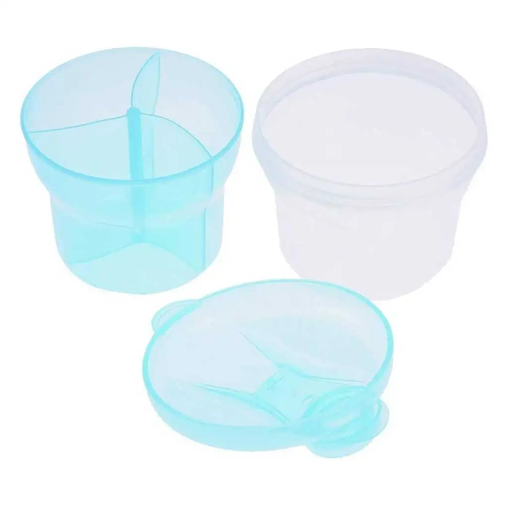 PP Silicone Baby Milk Powder Formula Dispenser 3 Compartment Portable Outdoor Snack Feeding Container Box Case Blue