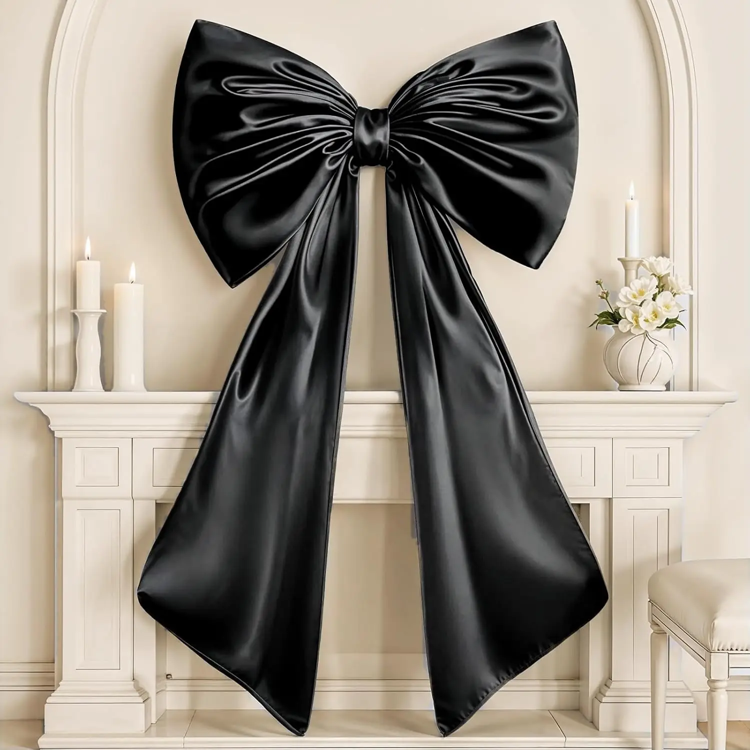 Große rosa 40x24 Zoll Satinband-Schleife für Geburtstags-Coquette-Raumdekoration, riesige pastellrosa Wanddekoration zum Aufhängen für Ballerina-Mädchen – Detail 11