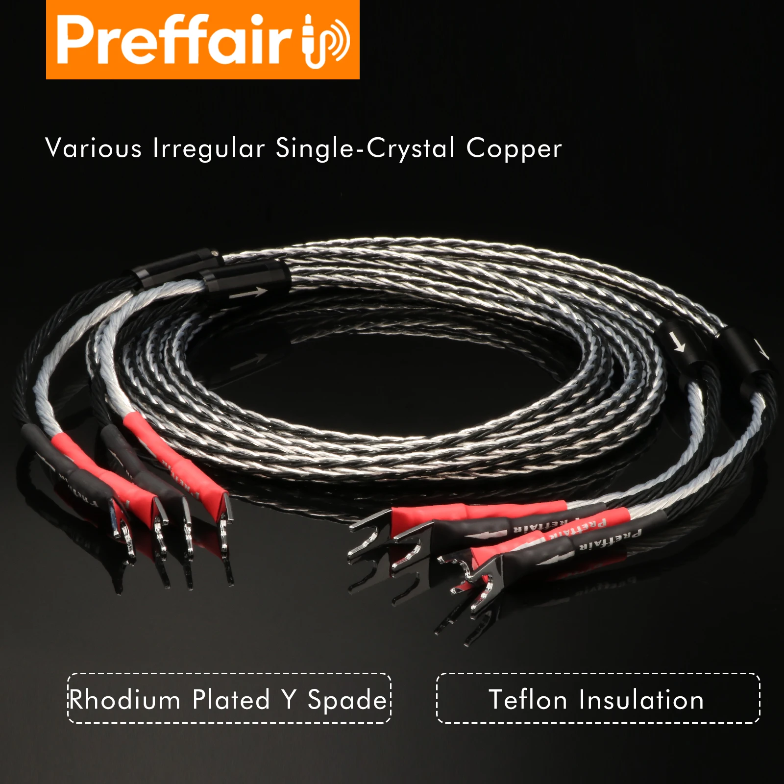 Preffair 6N OCC Silver plated Speaker Cable Rhodium plated banana plug Y Spade binding post bi-wiring for amplifier speaker