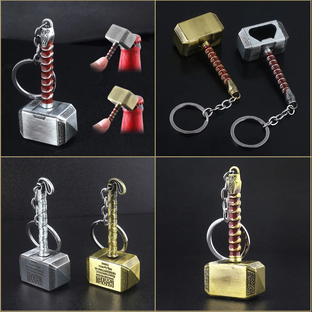 Thor Hammer Metal Keychain Movie Key Ring Cosplay Prop Key Holder For Fans Bag Ornament Car Accessories Pendant Gift