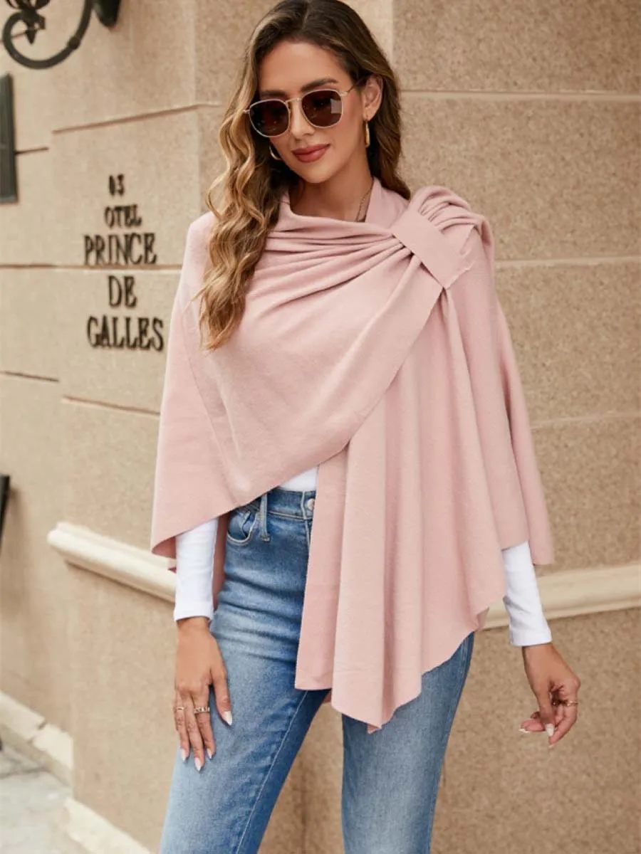 

Fashion Side Strap Good Knit Magic Cape Scarf Women Spring Autumn Cardigan Wraps Summer Travel Irregular Versatile Shawl