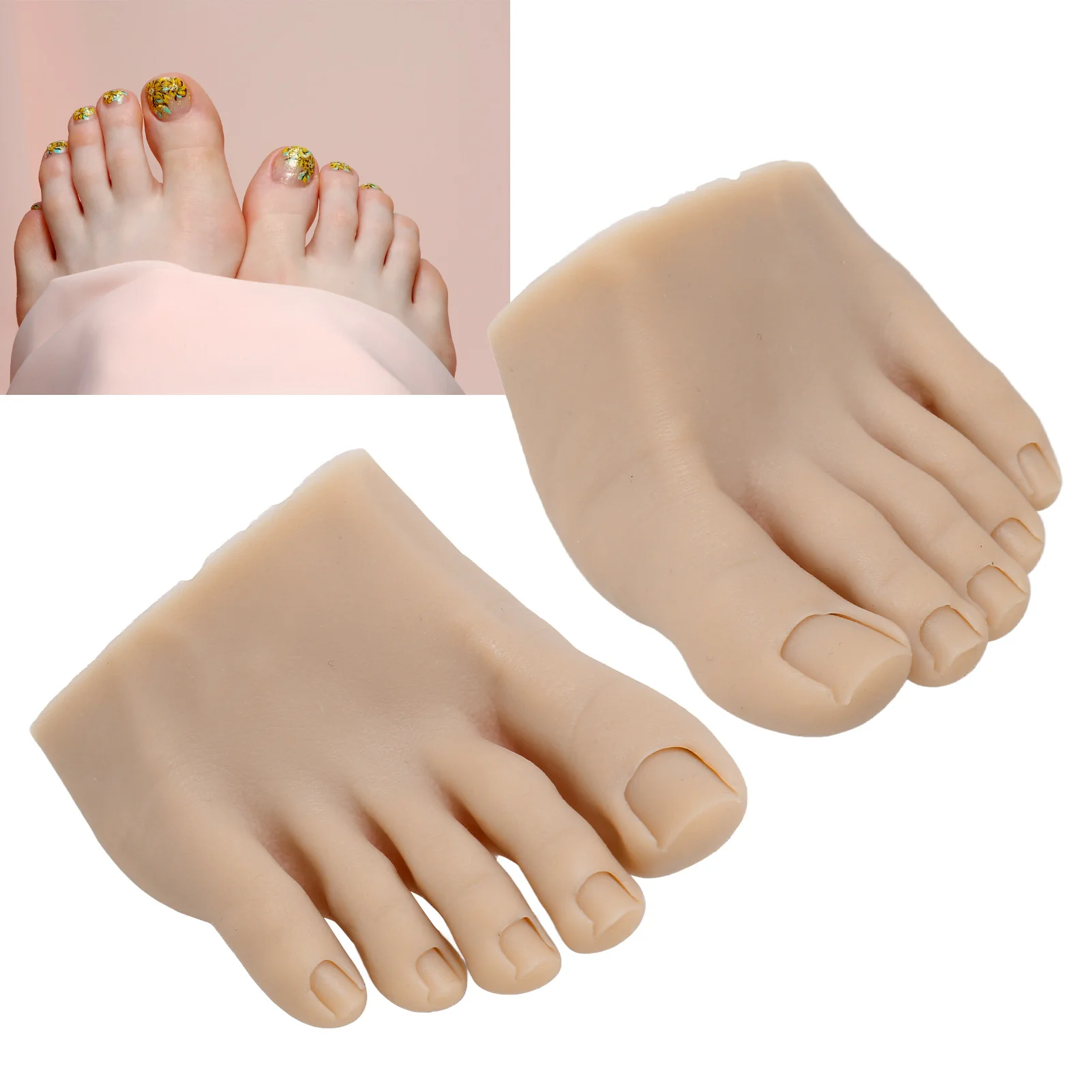 Nail Art Foot Model Nail Art Training Fake Half Foot Model Dark Skin Color Reusable Tattoo Practice Silicone Foot Model