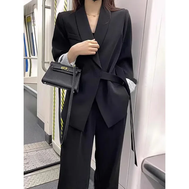 Women\'s Trouser Suit Korean Version Temperament Professional Set Loose Relaxed British Style Suit Two Piece Set 2024 Pants Suit