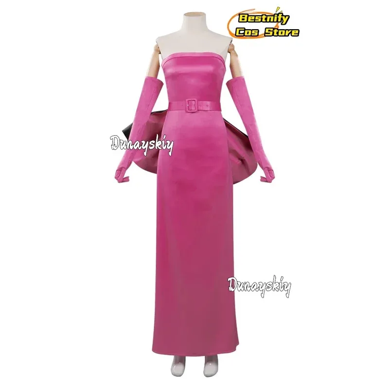 CosplayMonroe Cosplay Fantasia Costume Blonde Norma cos Jeane Pink Bandeau Evening Dress Role-play Disguise Women's Long D om[8