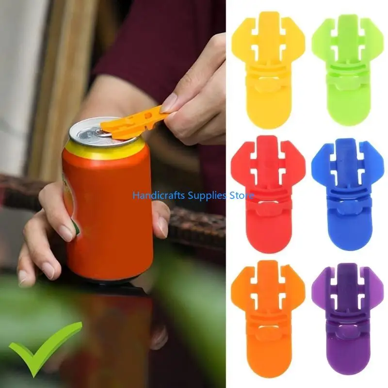 R1WA 6 Pack Beverage Can Openers Can Openers Set Rings Pull Can Opener Tool Portable Beer Can Opener Plastic Texture for Can