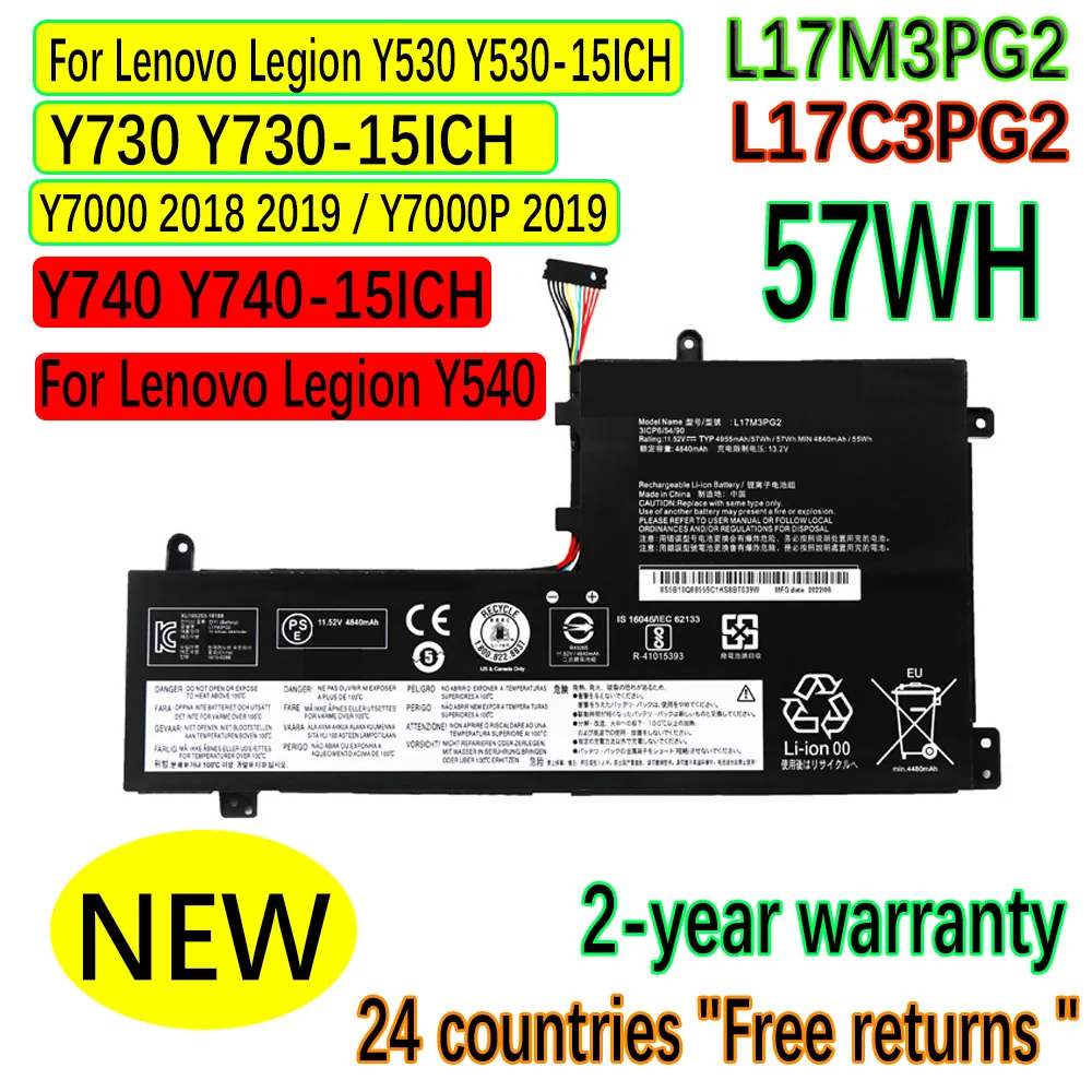 Lenovo用バッテリー,モデルLegon y530 Y530-15ICH y540 y740 y7000p 2019/y7000 2018 2019,l17m3pg2l17c3pg2