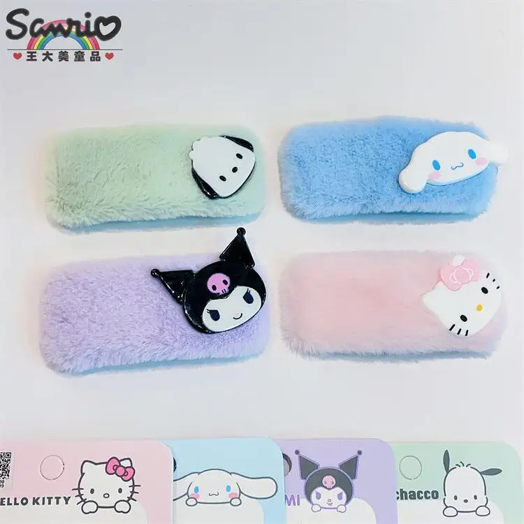 

Sanrio Plush Hair Clip Hello Kitty Cinnamoroll Autumn Winter Girl Bb Hair Velvet Fringe Clip Square Shredded Hair Side Clip Gift