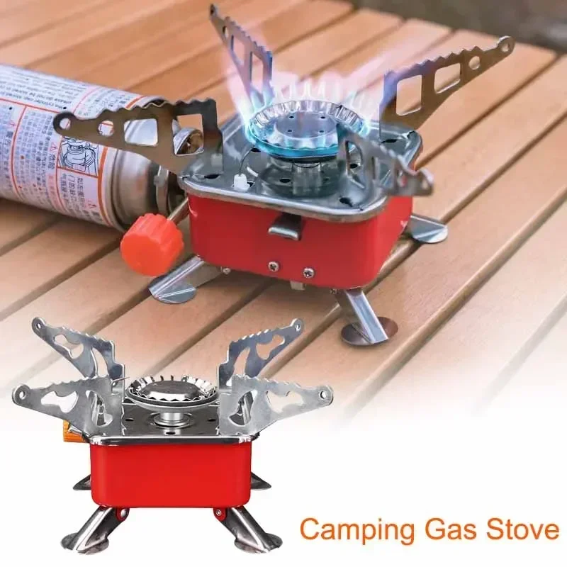 Camping Mini Gas Stove Portable Big Power Heater Gas Stove Cookware Outdoor Tourist Burner Cooker Picnic Cookware Barbecue BBQ