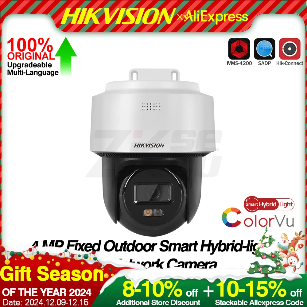 Hikvision DS-2DE2C400MWG-E 4MP Smart Hybrid-light Mini PT IP Camera Human Detection Auto-tracking Lite 2-Way Audio SD Slot IP66