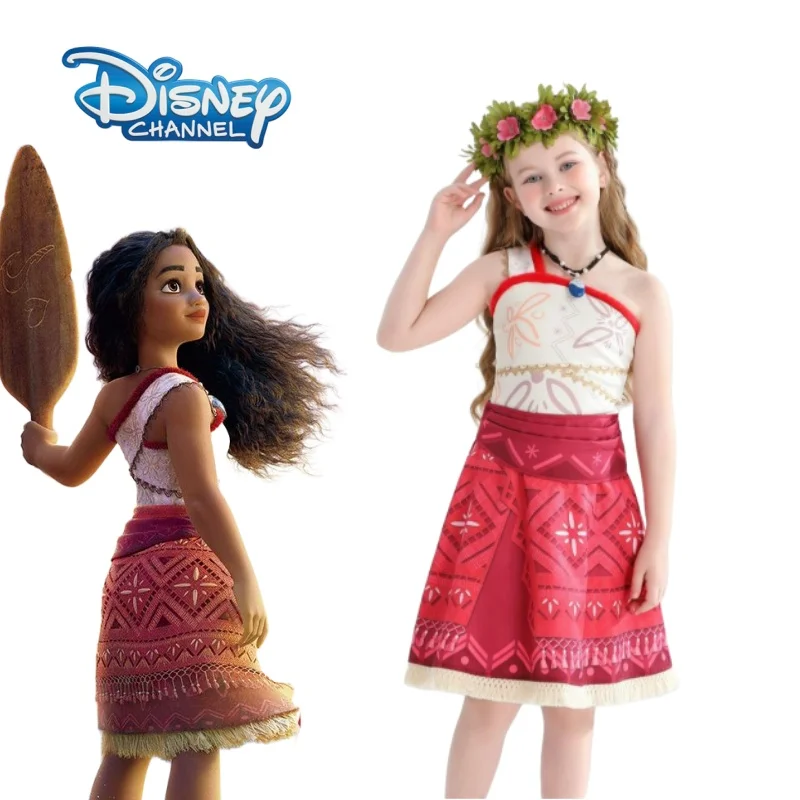 

Girls New Movie Moana 2 Dress Halloween Party Adventure Costume Girl Princess Fancy Clothes Children Vaiana Pua Pig Outfit