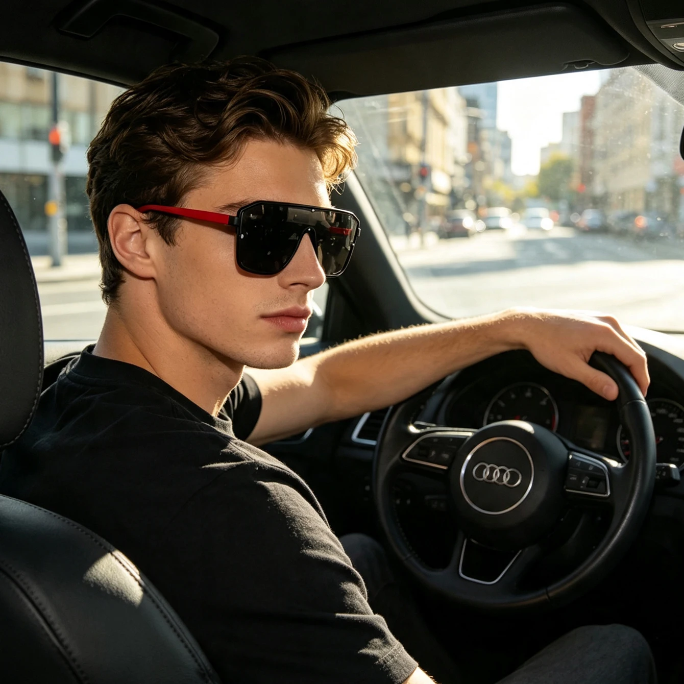 Fashion Half Frame Polarized Shades, Unisex Oversized Sports Sunglasses for Driving, Cycling & Daily Wear
