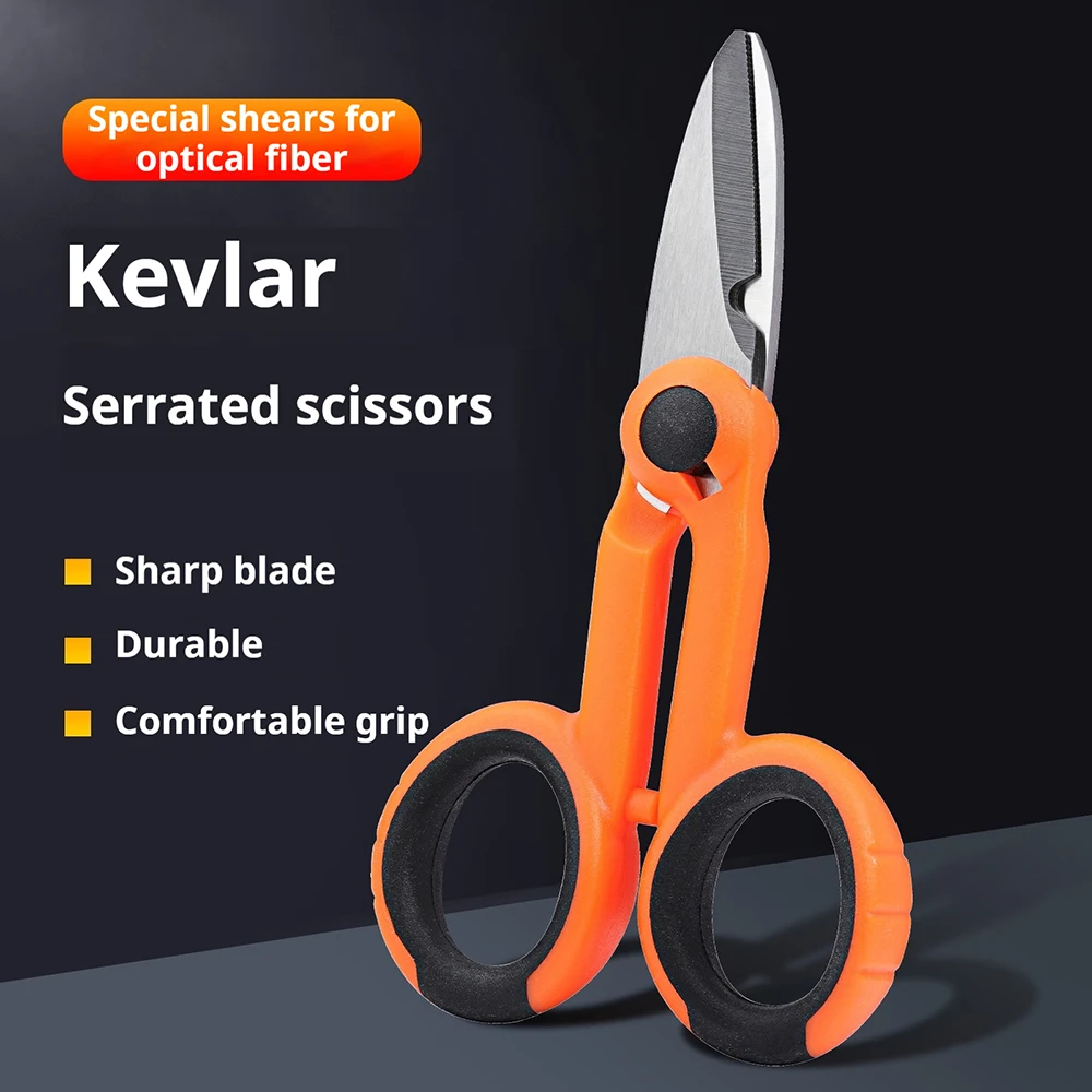 High-strength Carbon Steel Optical Fiber Kevra Scissors，Cheap Price Kevlar Shears One Second Cutter