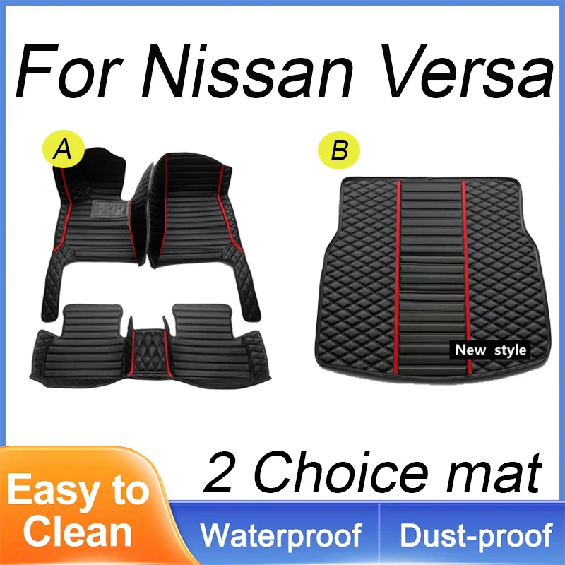 

Custom Automotive Car Floor Mats For Nissan Versa 2011 2012 2013 2014 2015 Auto Luxury Leather Men Women Car Mats Full Coverage