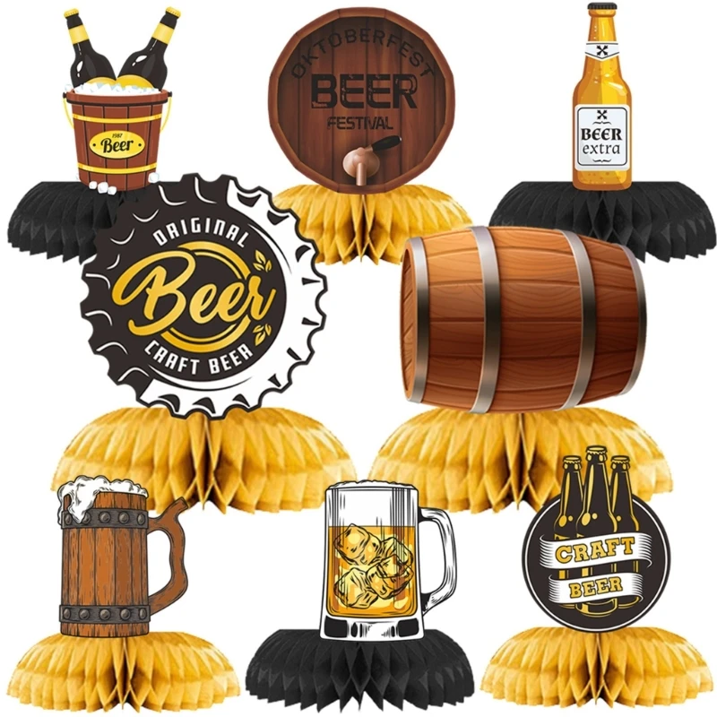 Suministros para fiesta cerveza Oktoberfest, 9 paquetes, decoración panal con temática bávara, accesorio acento