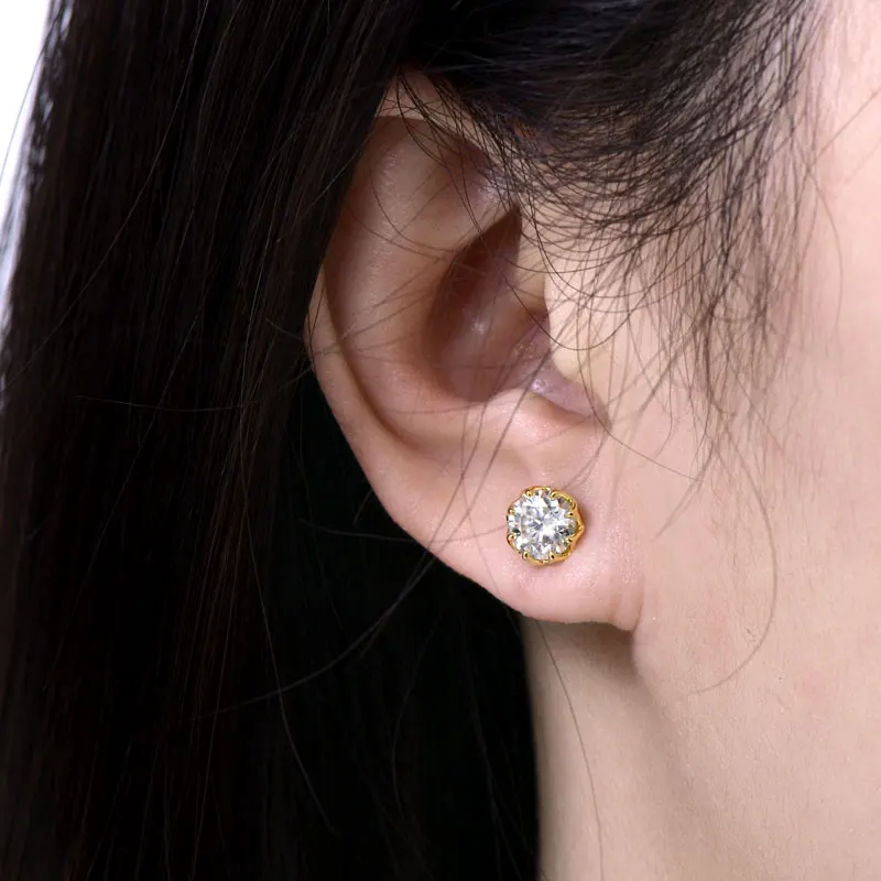 Rrjzz D-Farbe VVS1 Moissanit Zertifizierte Ohrstecker für Damen und Herren 0,1-2CT Rundschliff 3-8mm Einzelstein Laborgezüchtete Diamant-Ohrringe – Detail 18