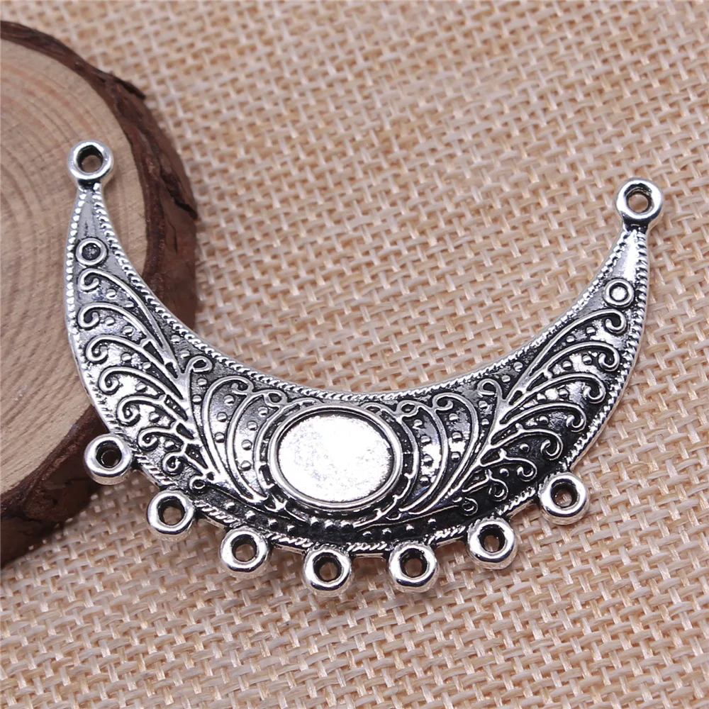 5Pcs/Lot 52x44mm Antique Silver Color Necklace Connector For Jewelry Making DIY Jewelry Findings