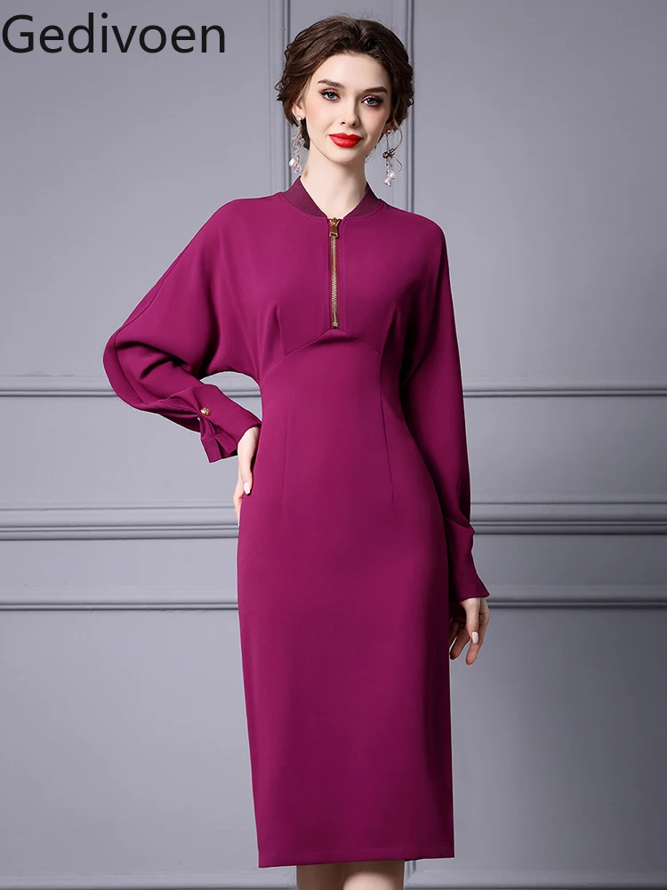 Gedivoen  Fashion Runway Dress Summer Women's Dress Routine Nine Quarter Sleeves Dignified and Atmospheric Dress