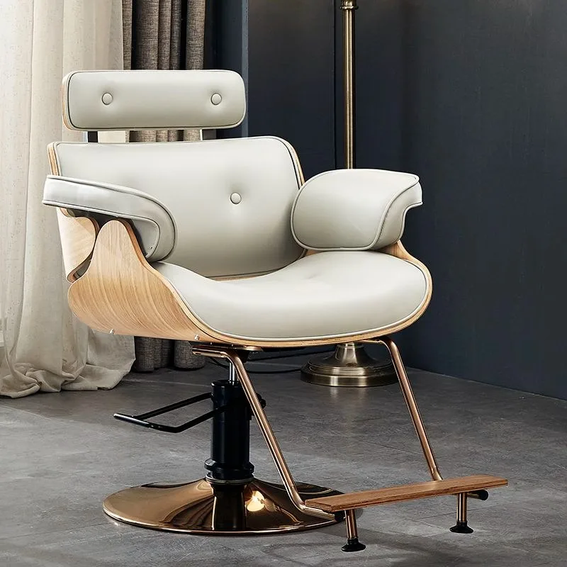 快適なオーガナイザー理髪椅子 ファッショナブルな美容 モダンなアームチェア理髪椅子 人間工学に基づいたデザイン カッパーストール家具