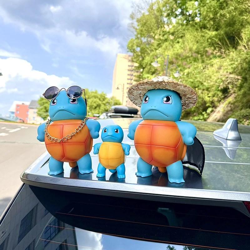 16 centimetri Del Fumetto Pokémon tsundere Squirtle auto accessori decorativi simpatico Cartone Animato Auto Esterno Tetto Apribile Ciondolo Bambola