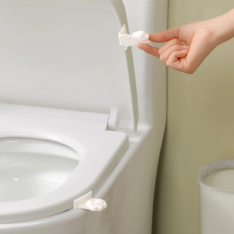 Cute Cat Paw Toilet Seat Lifter Hands-free Toilet Lid Opener Adhesive Bathroom Accessory Avoid Direct Touch Dirty Sanitary Gadge
