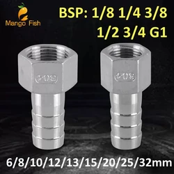 304 Stainless Steel Pipe Fitting 6/8/10/12/14/20mm Hose Barb Tail 1/8