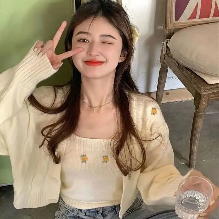 2025년 초가을 신상 여성용 세트 라이트 성숙한 스타일 스웨터 베스트 캐주얼 팬츠 3피스 수트