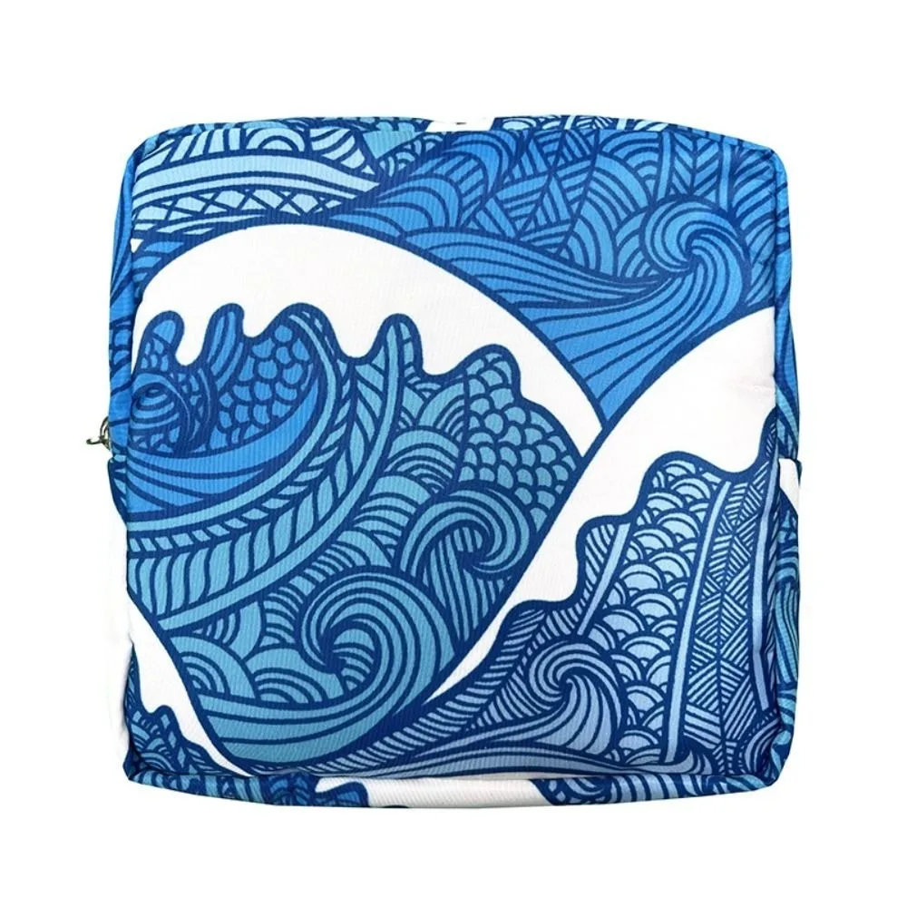 Cute Portable Print Makeup Bag Zipper Travel Sanitary Cotton Storage Bag Small Travel Toiletry Organizer For Women