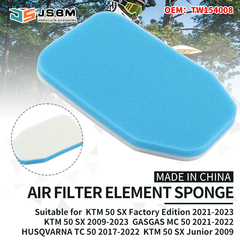 JSBM Motorcycle Air Filter For KTM 50 SX Factory Edition Junior MINI 2009-2023 Husqvarna TC50 2018-2022 GASGAS MC 50 2021-2022