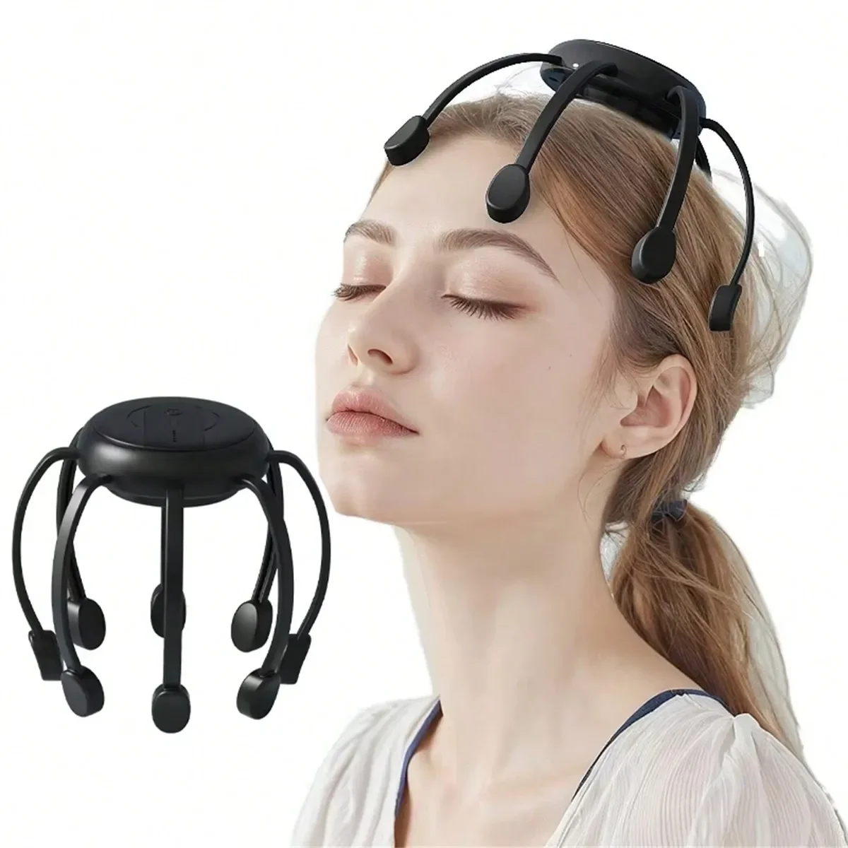 Intelligent Electric Multi Massage Heads High Frequency Vibration Red Light Fatigue Relief Head Massager