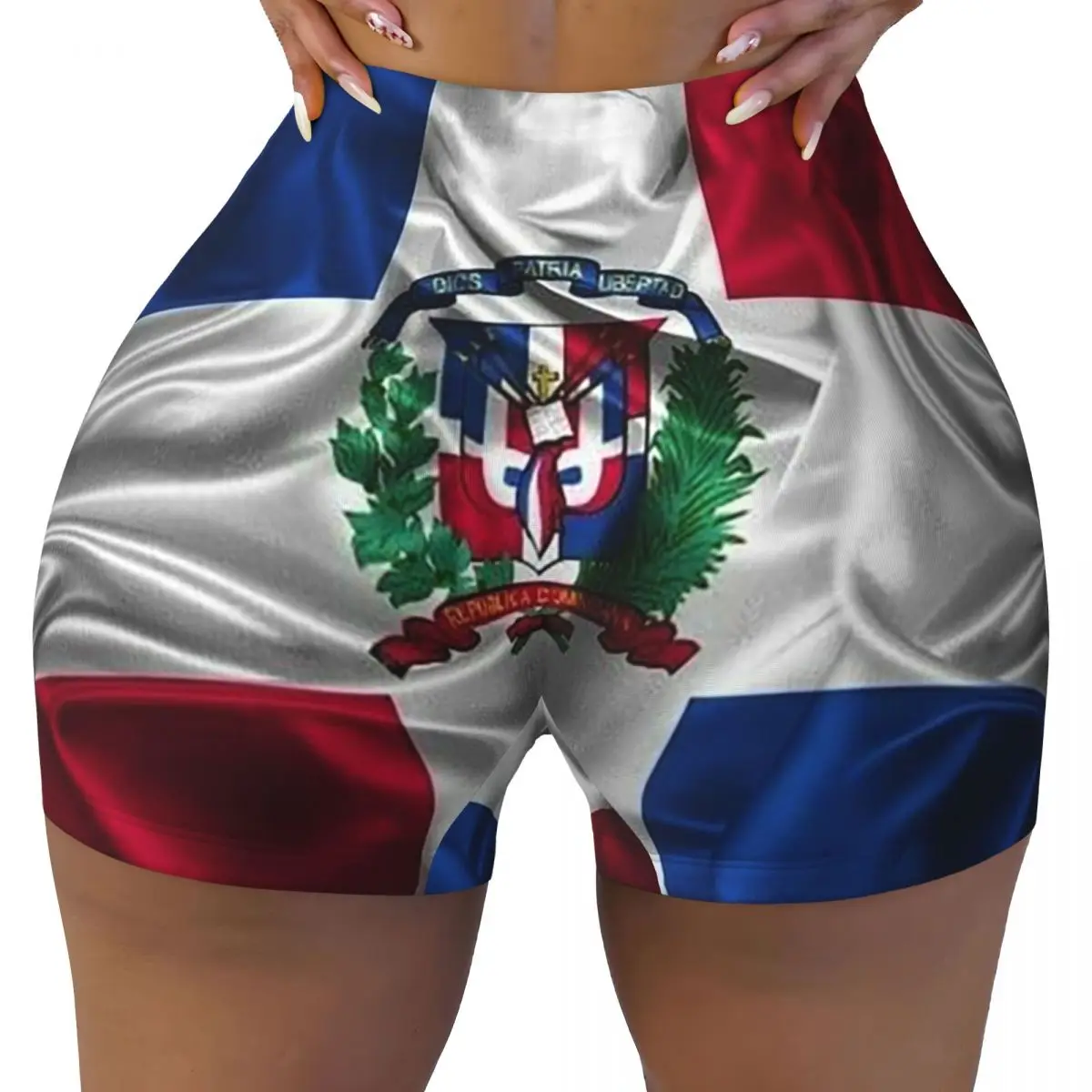 Benutzerdefinierte Dominikanische Republik Flagge Yoga Shorts Frauen Gym Workout Laufen Athletic Volleyball Biker Shorts