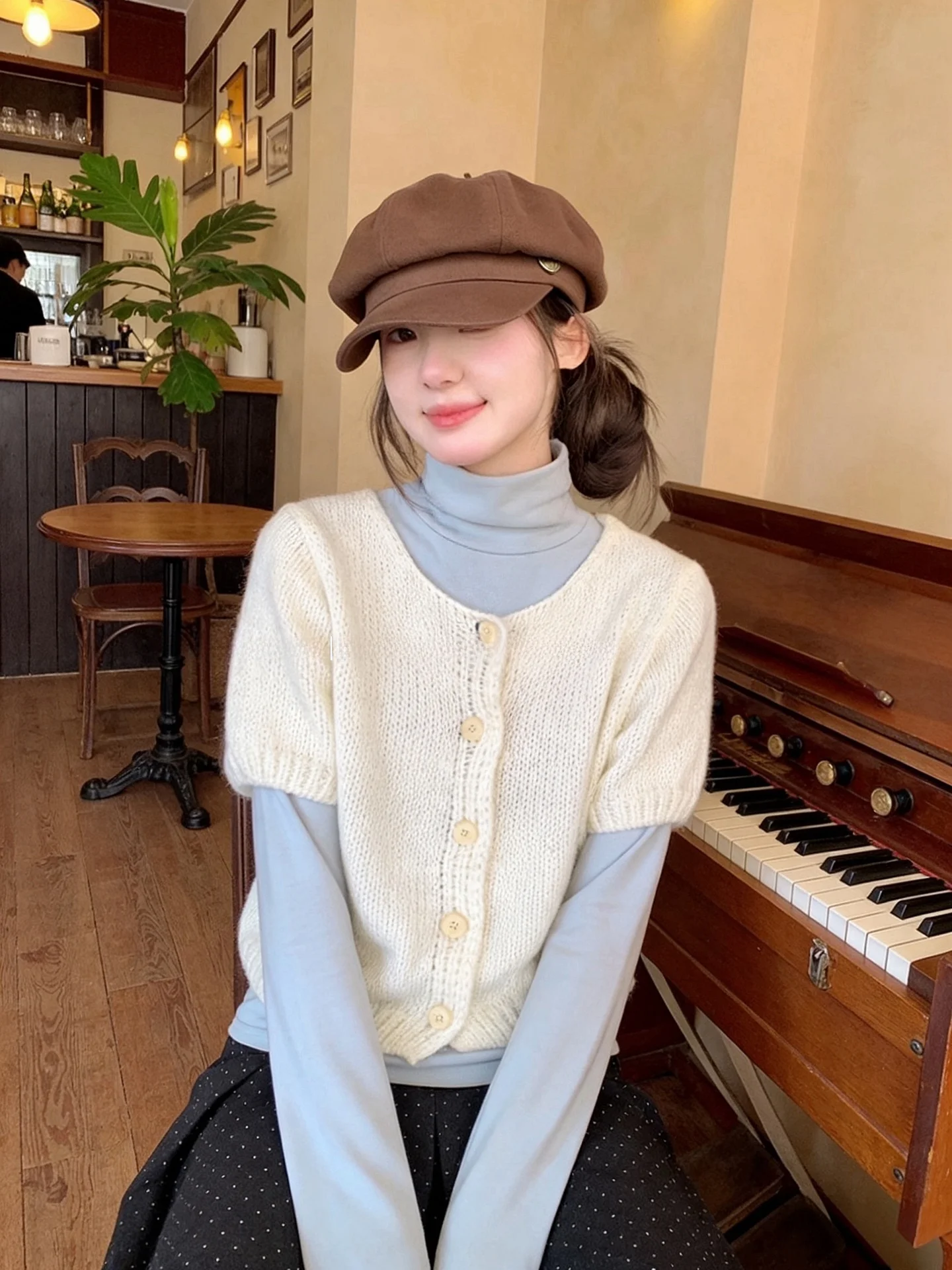 

Мягкий корейский вязаный открытый кардиган Sle ort Sve, женский осенне-зимний новый многослойный верхний костюм, жилет Jaet