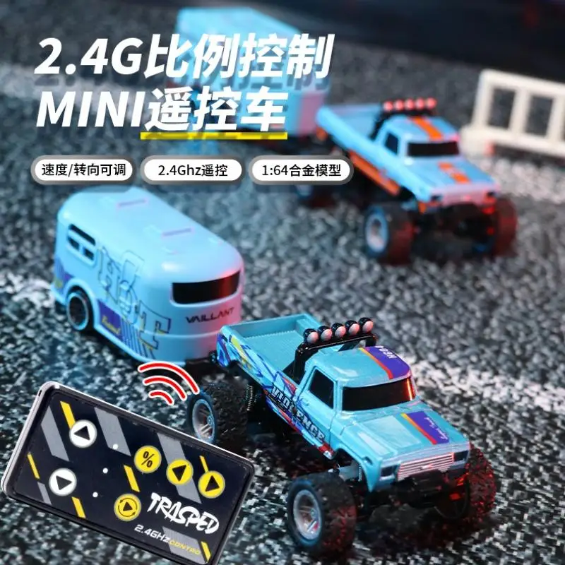 New Off Road Vehicle 1:64 Speed Mini Remote Control Car Alloy Cool Light Shock Absorber Children'S Toy Remote Control Toys Gift