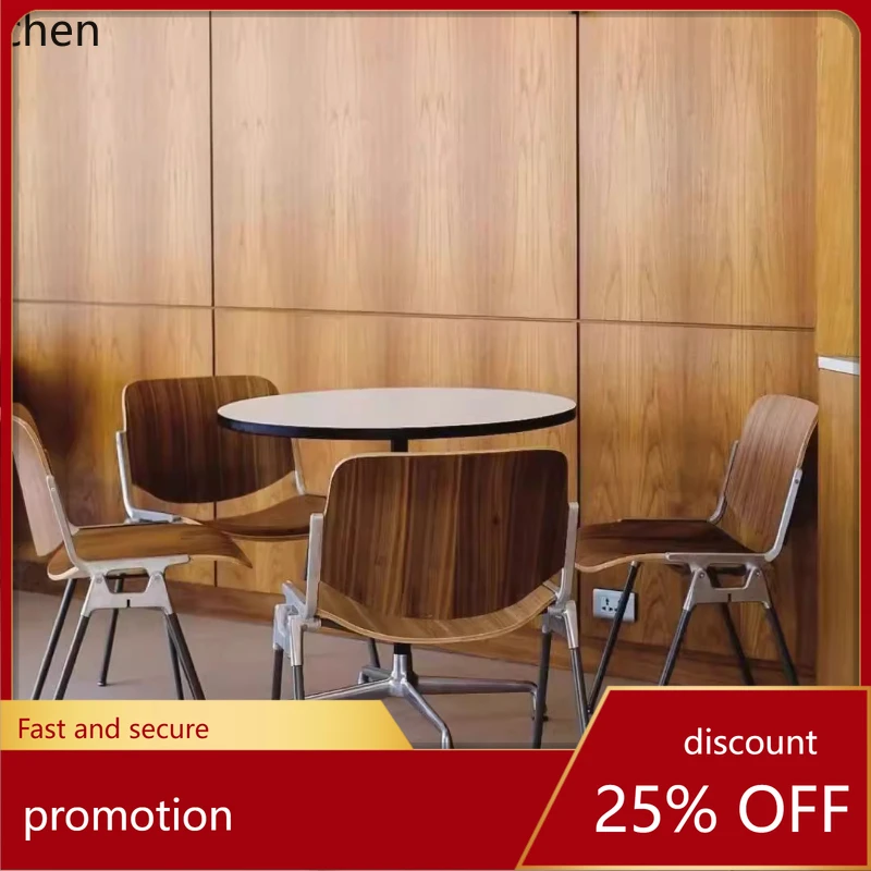 HT solid wood dining chair home backrest chair retro cafe leisure stool hotel negotiation