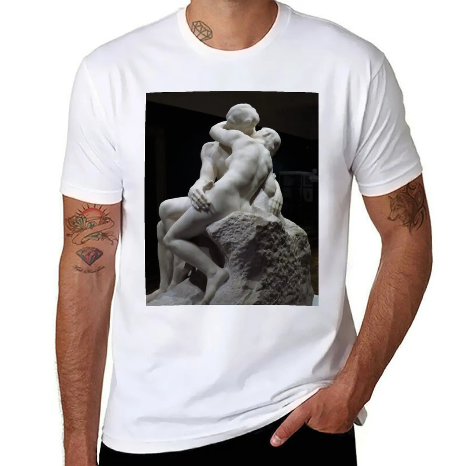 

Rodin - The Kiss T-Shirt man t shirt heavy cotton funny t shirts cotton T-Shirt
