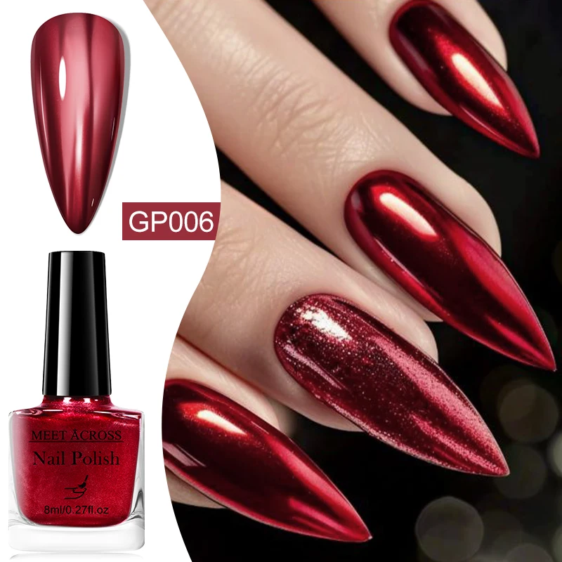 

12 Colors Mirror Polish Long-lasting Quick-drying Metallic Red Gold Silver Nail Polish Is Not Peelable Nails Decoration