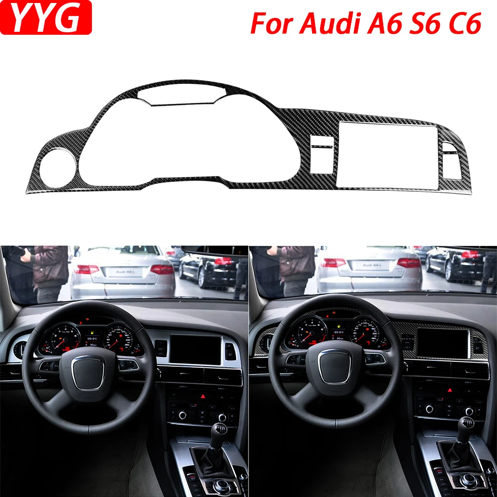 

For Audi A6 S6 C6 2005-2011 Carbon Fiber Speedometer Surround Navigation Panel Cover Decorative Car Interior Decoration Sticker