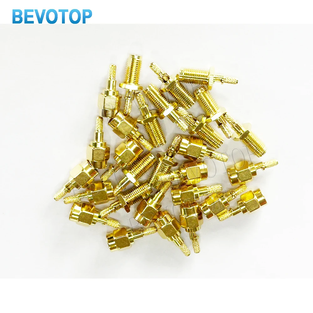 10Pcs/Lot SMA Male or SMA Female with Window Connector Gold Plated 50 Ohm Crimp SMA Type for RG174 RG316 LMR100 RF Coaxial Cable