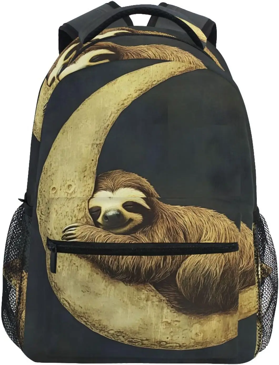 

Kid's School Backpack Moon Sloth Print for Girls Boys, Teens Bookbags Hiking Backpacks M