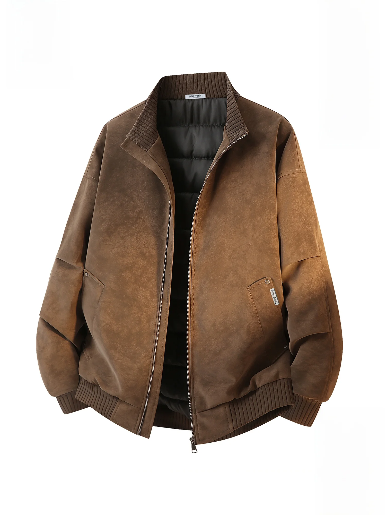 

PaulFrank Loose Fit Casual Cotton Jaet Men's Winter Warm Stand Collar Polyester Long Sve Zipper Closure Coat