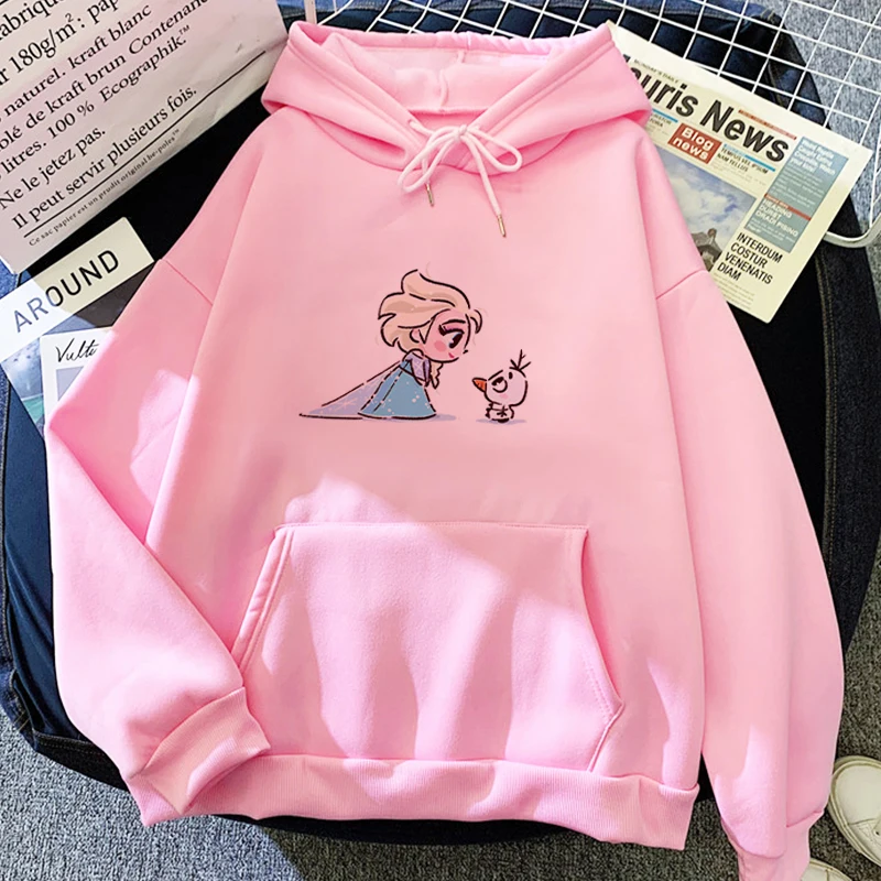 

Kawaii Elsa cartoon print women casual cute print oversize hoodie cartoon sports street Fashion pullover hoodie