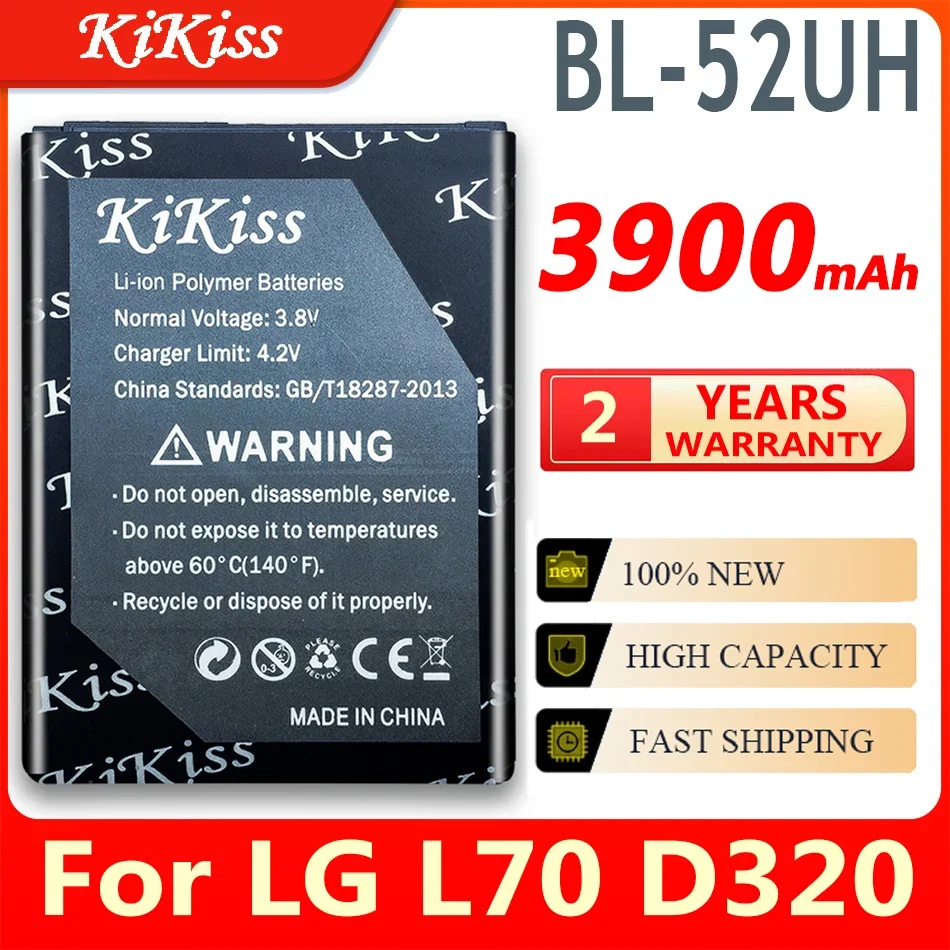 New KiKiss BL-52UH 3900mAh Battery For LG Spirit H422 D280N D285 D320 D325 DUAL SIM H443 Escape 2 VS876 L65 L70 MS323 BL52UH