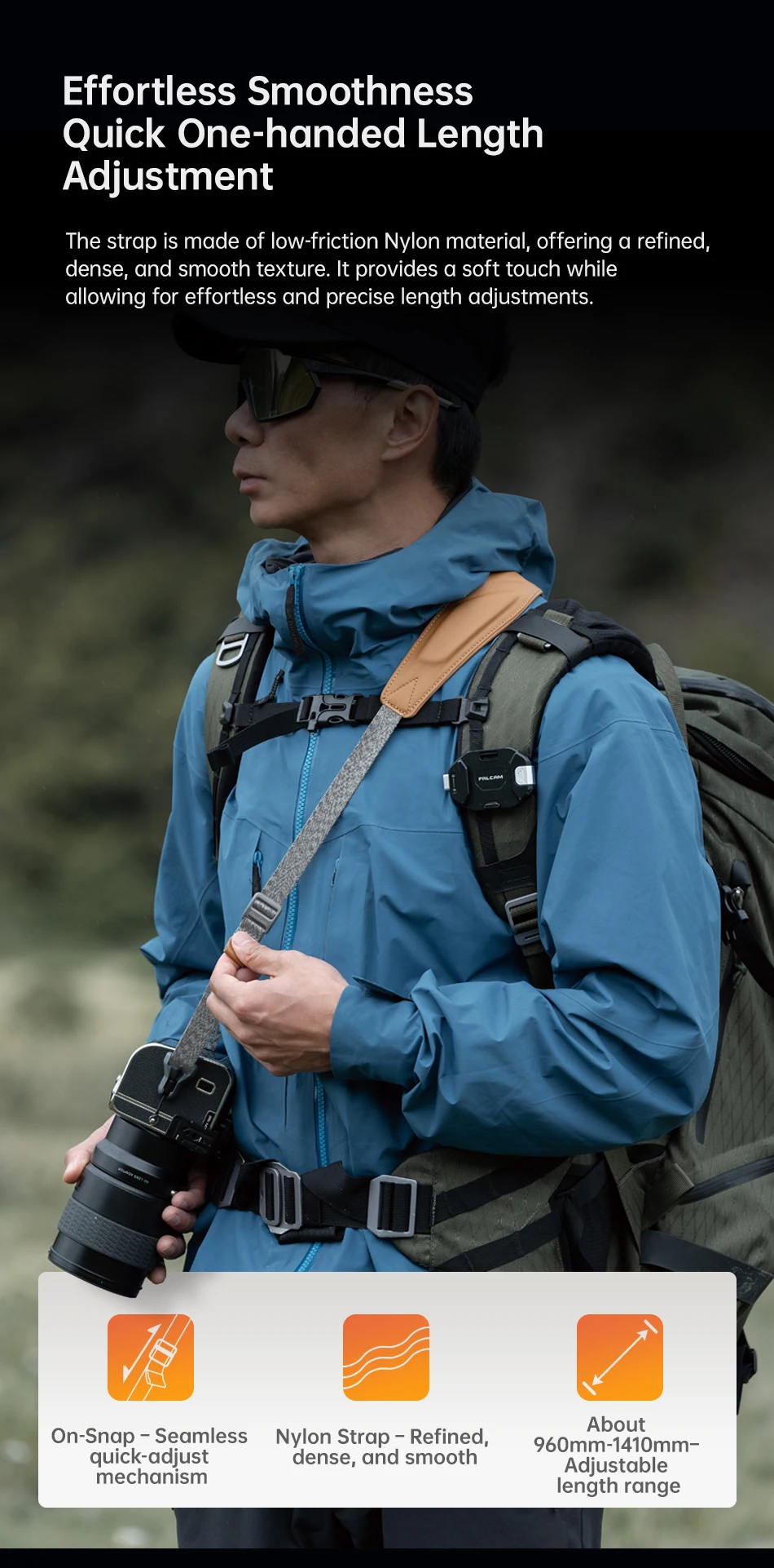 Ulanzi FALCAM MAGLINK Pro V2 Schneller Schultergurt mit magnetischer Schnalle für DSLRs, Teleobjektive für Outdoor-Fotografie – Detail 7