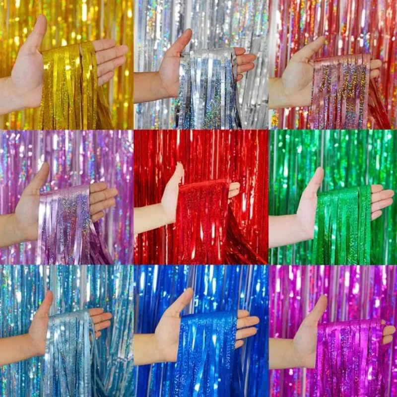 Birthday Party Decorations 1-4m Foil Tinsel Curtain Birthday Backdrop Curtain Girl Wedding Bachelorette Party Backgroun Photozon