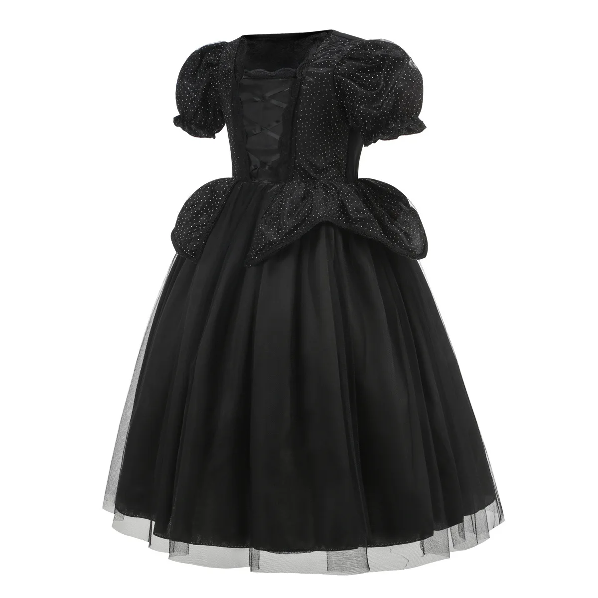 Halloween Costume For Kids Black Witch Dress Fancy Role Playing Costume Carnival Party Stage Performance Girls Gown Outfit