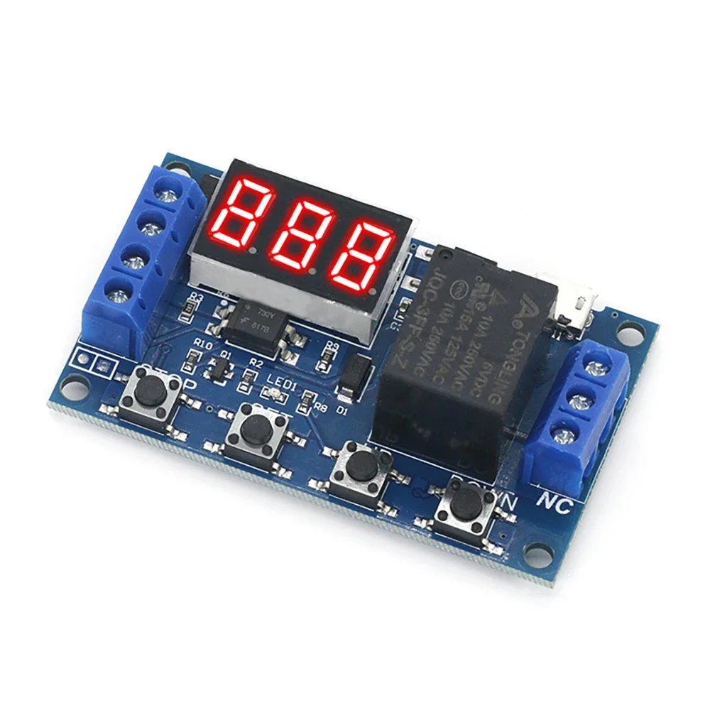 1PCS DC 6-30V Programmable Timer Relay Module Delay/Cycle Timer with LED Display Type-C Micro USB 6V/9V/12V/24V