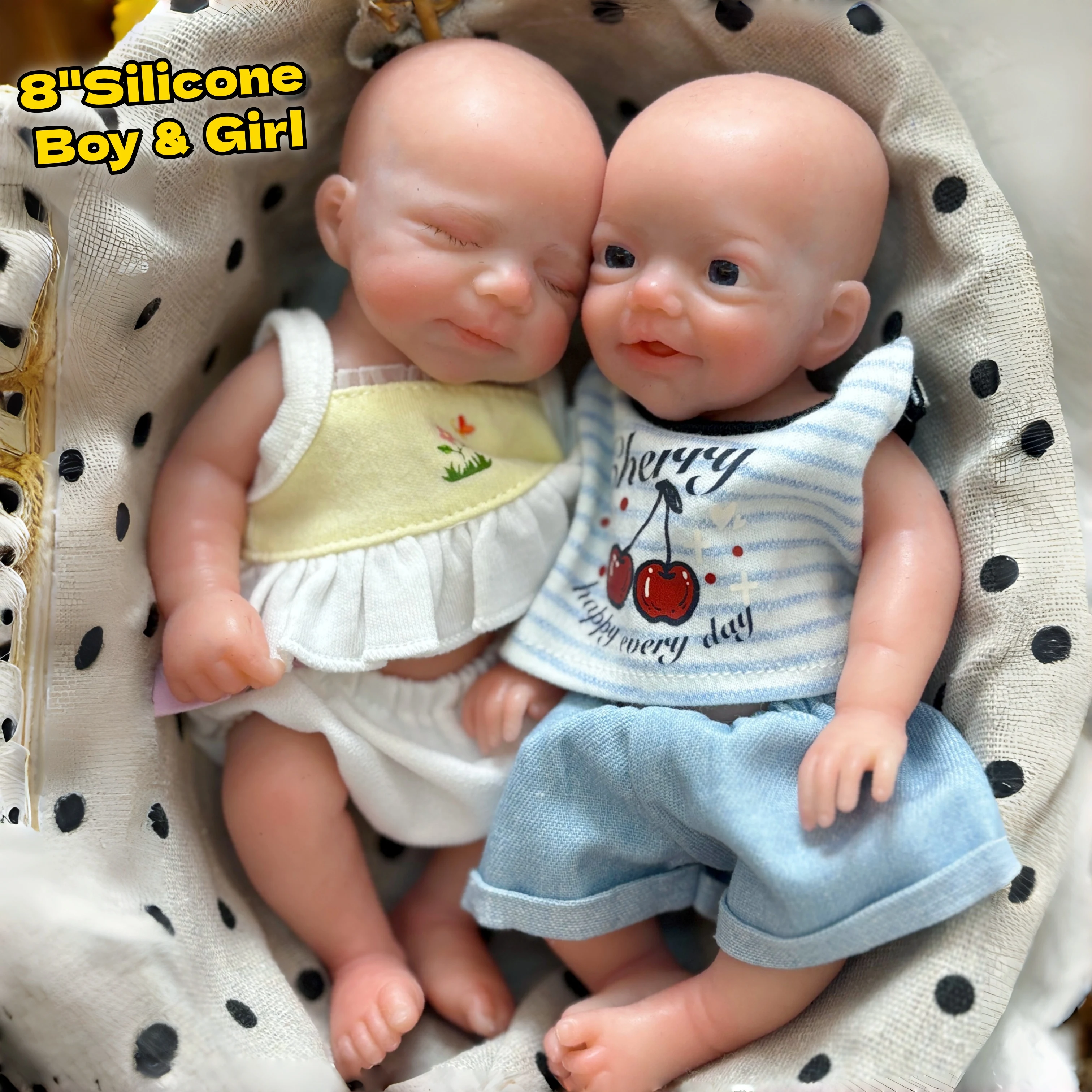 

1PC 8 Inch Full Body Silicone Baby Girl Or Boy Handmade Lifelike Reborn Newborn 3D Paint Doll Perfect Christmas/Holiday Present